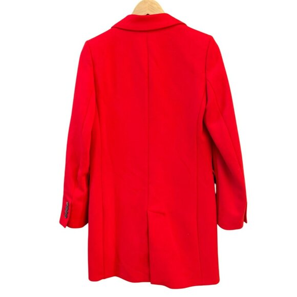 Zara Women's Red Double Button Dress Coat Small Structured Minimalist Design - Picture 4 of 4